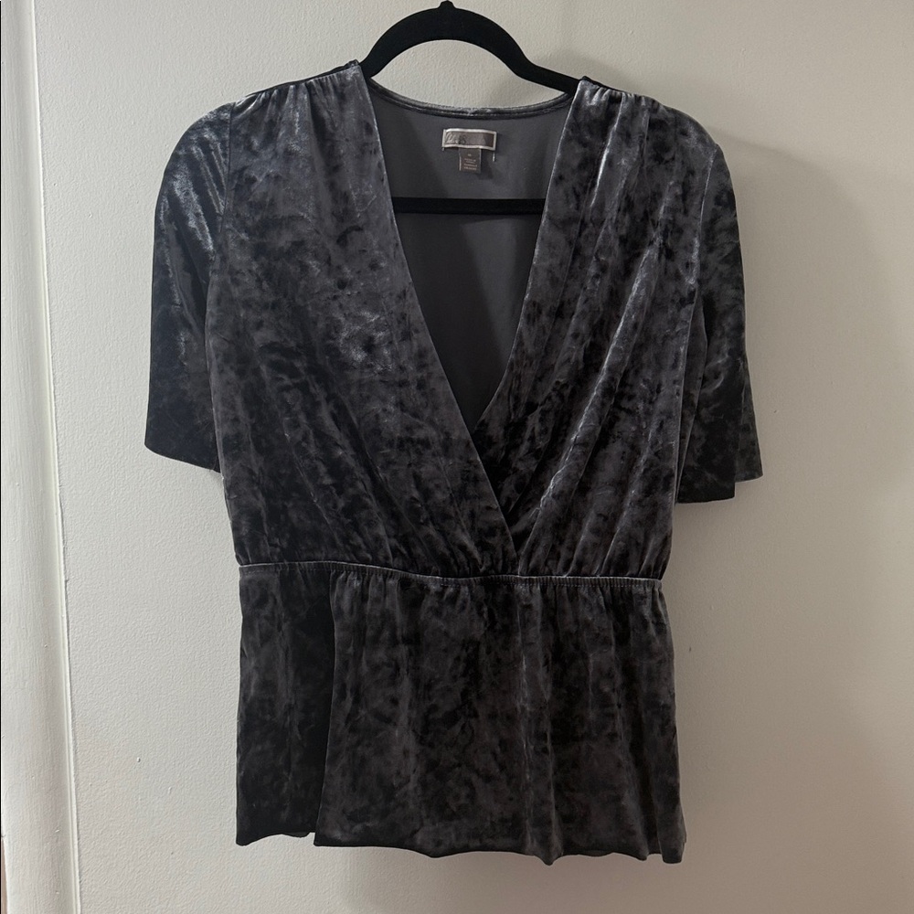Chelsea 28 Elegant Blue/Gray Velvet Women's Top